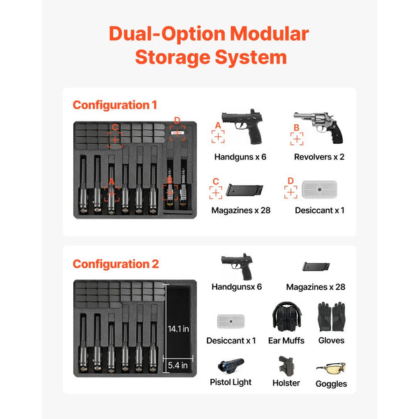VEVOR Pistolenkoffer | Abschließbar für 8 Kurzwaffen